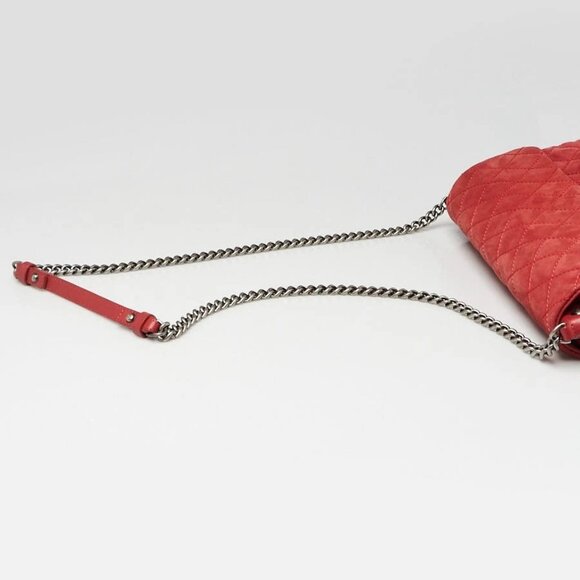 Chanel Red Iridescent Calfskin Leather Chain Large Crossbody Bag - Picture 6 of 10